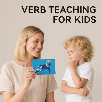 Dotimo 52 Action Verbs Flash Cards for Kids - Vocabulary Builder & ESL Teaching Materials with Picture Cards, 4"x5.8" Non Verbal Communication Tools for Speech Therapy, Autism & Preschool Learning
