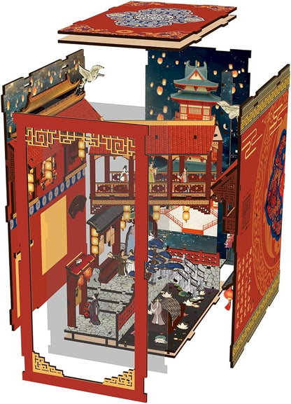 Book Nook Kit - DIY Miniature Dolls House Kit with Furniture and LED Light, 3D Puzzle Wooden Art Bookends, Model Kits for for Adults and Teens (Dream Back to The Tang Dynasty)