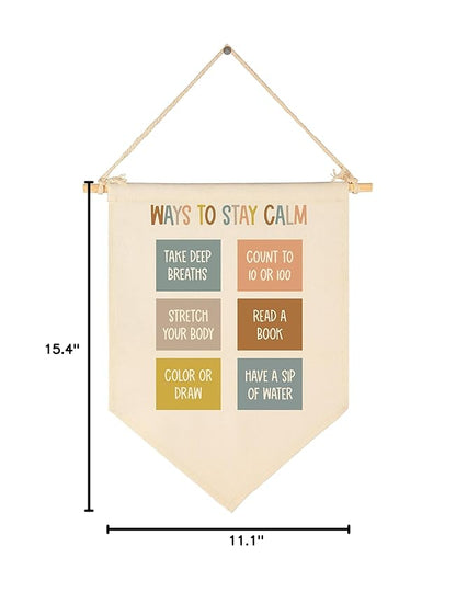 FYSIA Classroom Decor-Classroom Poster-Teacher Gift-Canvas Hanging Pennant Flag Banner Wall Sign Decoration Present-Birthday Christmas Gift-Ways To Stay Calm