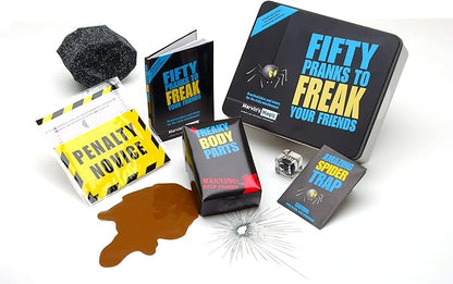 Marvin's Magic - Fifty Pranks to Freak Your Friends - Magic Tricks for Kids in Gift Tin - Includes Novelty Parking Ticket, Realistic Coffee Spill and More - Prank Kit, Magic Tricks and Family Games
