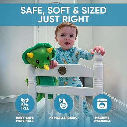 Love By Emi Baby Music Lovey Green Dino, Baby Sleep Soother for Crib & Cuddle Bedtime, White Noise with a Heartbeat & Lullaby, Plush Sound Machine Toy, Stuffed Animal for Newborns, Infants & Toddlers