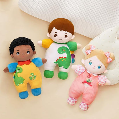 OUOZZZ 10" Soft Boy Baby Doll for 1 Year Old Boys - Dinosaur Toys for 1 Year Old Birthday Christmas Plush Gift for Toddler Adorable First Buddy Doll