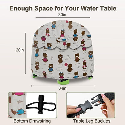 Kids Water Table Cover Fit Little Tikes Fish 'n Splash Water Table, Waterproof Dust Proof Outdoor Toys -Cover only,34"Dx20"H (Bear)