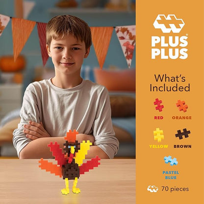 PLUS PLUS 3D Puzzle Building Block Set, 70 Mini Interlocking Pieces, Fun Holiday Activities for Kids - Turkey Mini Maker Tube