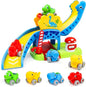 Toddler Toys for 1-3 Year Old Boys and Girls Gifts, Dinosaur Slide with 4 Dino Cars Montessori Toys Set for Baby 12-18 Months, Educational First Birthday Gifts Learning Push Track for Children Age 1-3