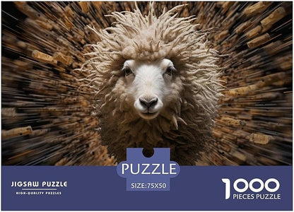 Sheep Thickened Wooden Jigsaw Puzzles for Adults Fun 1000 Pieces 3D Animal Education Game Toy Intellectual Game Stress Relief Toy Decoration Relaxation and Intelligence 1000pcs (75x50cm)