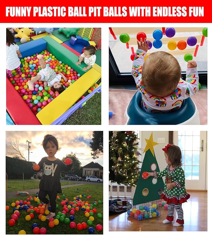 LANGXUN 50 100 200 Soft Plastic Ball Pit Balls for Kids, Gift for Baby Toddler Birthday Christmas, Ball Pit Play Tent, Baby Kiddie Pool Water Toys, Party Decoration