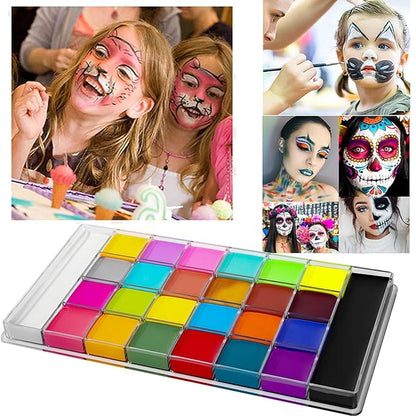 26 Colors Face & Body Paint Palette Kit ,Halloween Makeup Kit, face painting kit professional, Ideal for Halloween Cosplay Party SFX Arty Stage Makeup(26-Colors Set)