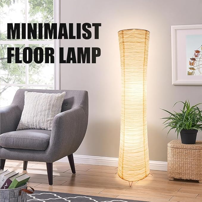Paper Floor Lamp Floor Lamps for Living Room Paper and Chrome Standing Lamp Room Decoration Festival Lantern Light Nightstand Lamp Bedroom Dresser Living Kids Room College Dorm Coffee