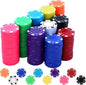 Coopay 500 Pcs Plastic Poker Chips for Texas Hold'em, Blackjack, Poker Chips Set with Dice Striped Edges for Card Board Game, Card Club Late Game Night Home Themed Events Party Supplies