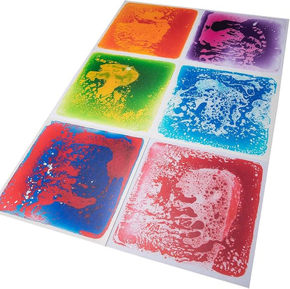 Art3d 6-Tile Sensory Room Tile Multi-Color Exercise Mat Liquid Encased Floor Playmat Kids Play Floor Tile, 19.7" Large Tile 16 Sq.Ft