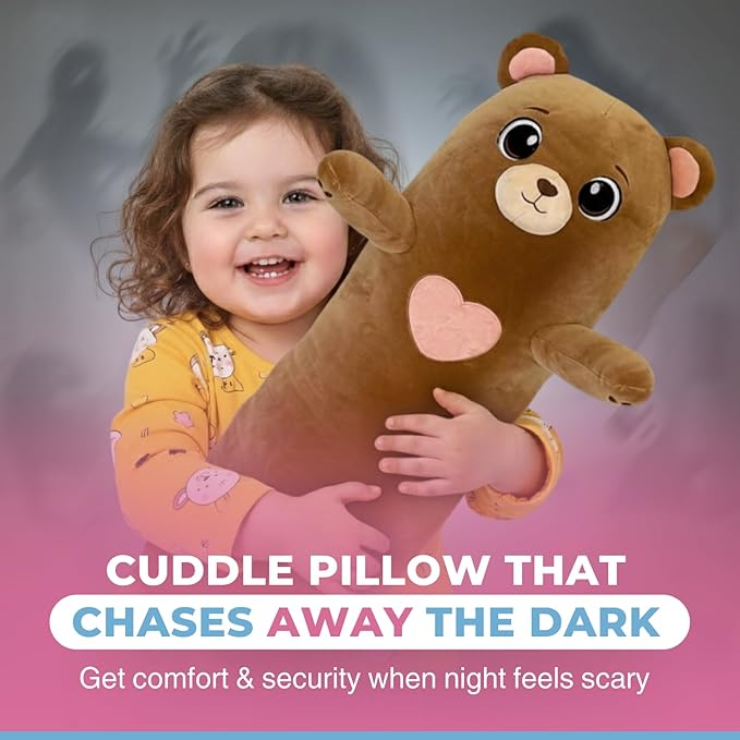 Bear Plush Body Pillow for Kids | Long Stuffed Animal Cuddle Pillow | Soft Hugging Toy | Plushie Gift for Girls & Boys | Long Plush Body Pillow for Sleep & Comfort | Small, 23 Inches