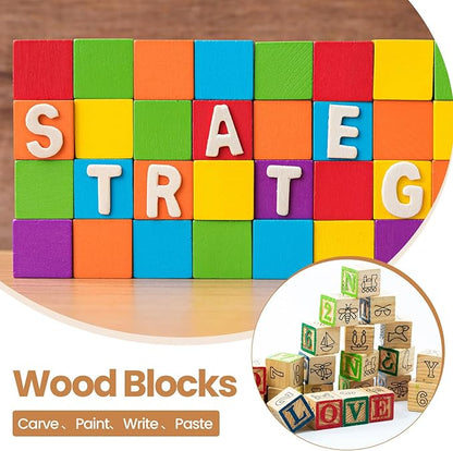Barydat 450 Pcs 0.5 in Wooden Cubes, Unfinished Wooden Blocks for Crafting Natural Craft Wood Square Blank Cube for DIY Project Baby Showers