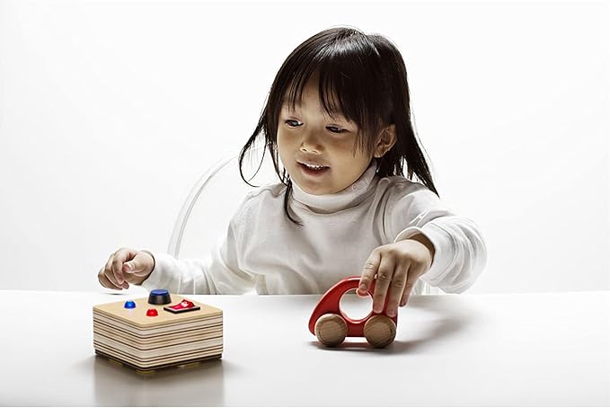 Crown Display Montessori Busy Board Fidget Mini Cube for Toddlers {Improved 2023 Version} Wooden Sensory Activity Toys LED Light Up Buttons Wires Baby Gifts Educational Learning Toy