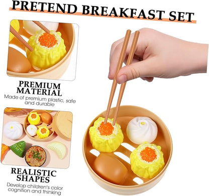 Chinese Breakfast Pretend Play Food Sets for Kids Kitchen 2 Sets Chinese Breakfast Mini Food Play Set Children Pretend Play Toy for Children Family Dollhouse Furniture