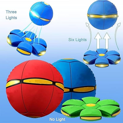 Magic Meta Ball, Children's Bouncing Ball, Magic Metaball, Magical Flying Saucer, Bouncy Balls, Parent-Child Interaction, Interactive Pop-Up Time Delay Transformation Toy Outdoor (4colors, 3 lights)
