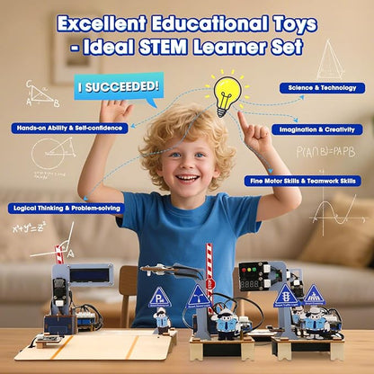 IoT STEM Kit for Kids，Smart Factory Starter Kit for Arduino ESP32，3D Wooden Puzzles DIY Model Science Educational Set Building Toys for Adults Teens 10+