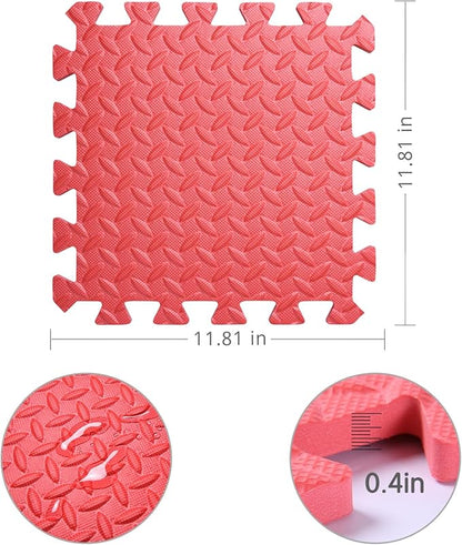 Foam Play Mat for Baby, 0.4 Inch Thick Foam Interlocking Floor Mats, Soft Non-Toxic Baby Playmat, Solid Colored Puzzle Play Mat Kids Floor Mats, 16 Tiles, Red/Orange/Yellow/Green