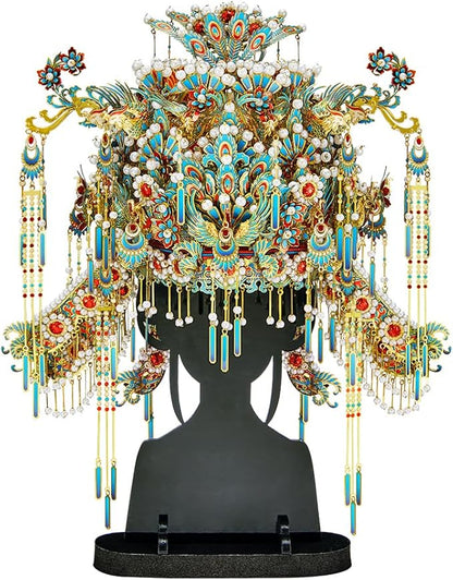 Piececool 3D Metal Puzzles for Adults, Chinese Kingfisher Phoenix Tiara Model Kits DIY Hobbies Crafts for Adult Difficult 3D Puzzles for Women, Home Decor Family Time Best Gifts