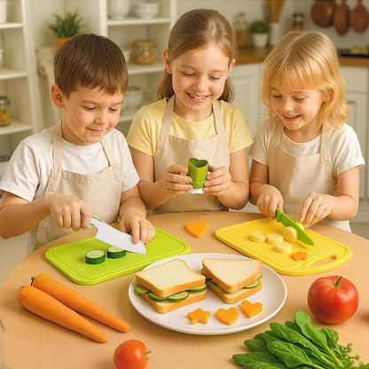 LovesTown 13PCS Kids Cooking Sets Real, Montessori Kitchen Toys for Toddler Kitchen Playset with Safe Knives Crinkle Cutter Gifts for 3-8