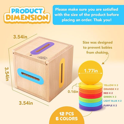 Montessori Toys for 1 2 3 Year Old: Fine Motor Skills Toys Wooden Color Sorting Sensory Toy for 1-3 Year Old, Object Permanence Wooden Learning Matching Game Travel for Baby Boys Girls Easter Gifts