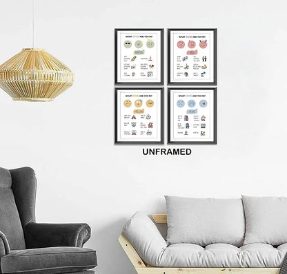 AEHIE Zones Of Regulation, Wall Art Print, Feelings Poster Decor, Emotions Poster Prints For School Classroom, 4pcs 8x10