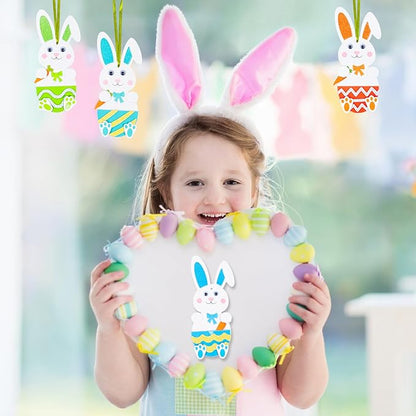 Fennoral 12 Pack Bunny Craft for Kids Make You Own Rabbit Foam Stickers Ornament DIY Easter Arts and Crafts for Party Decoration Easter Gifts