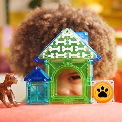 MAGNA-TILES Dog House 13-Piece Magnetic Construction Set, The Original Magnetic Building Brand