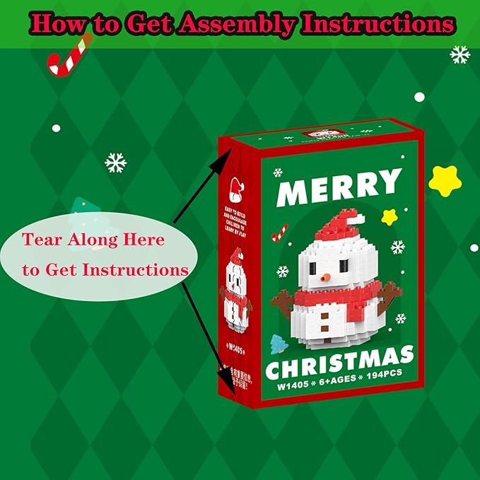 Christmas Red Snowman Building Blocks Set Compatible with Lego Advent Calendar 2025 Stacking New Toys Holiday Present Box New Year Xmas Gifts for Kids for Boys & Girls and Adults
