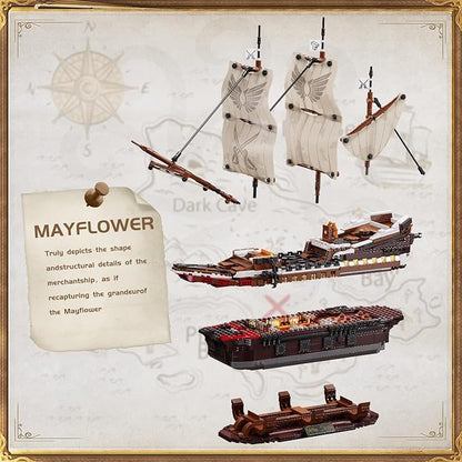 TYCOLE Pirate Ship Building Set with Lights - Mayflower Ship Model Toy,Great Home&Office Decoration for Pirates Fans,Idea Choice for Adults and Boys Aged 8-14 as Birthday, Christmas Gifts(2076PCS)