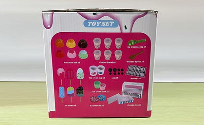Wooden Ice Cream Toys Kids Toy Food for Toddler Girls 3+, Ice Cream Shop Playset, Pretend Play Kitchen Toys with Display Counter & Fake Money - Wooden Food Toys for 3 4 5 Year Old Girls Boys Birthday