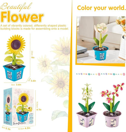 Musical Sunflower Piano Game Machine, Interactive Building Blocks Toy with Watering Can (Sunflower)