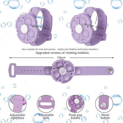 Push Pop Bubble Sensory Fidget Bracelet, Fidget Spinner Pop Toys for Kids and Adults, Silicone Anxiety Stress Relief pop it Bracelets (Purple)