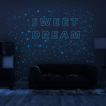 Glow in The Dark Stars Decals Decor for Ceiling 633 Pcs Realistic 3D Stickers Starry Sky Shining Decoration Perfect for Kids Bedroom Bedding Room Gifts(Blue)