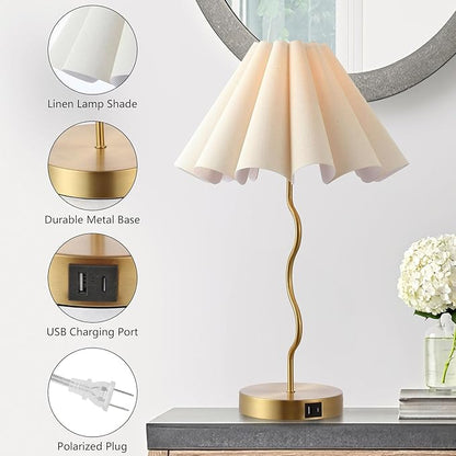 Table Lamps for Bedroom Modern Single Table Lamp for Night Stands Beside Lamps Living Room End Table Lamp (Gold)