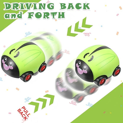 Skylety 6 Pieces Animals Pull Back Cars Sets Friction Powered Push and Go Back and Forth Vehicles Car Toys Friction Powered Vehicle Playset Toys for Christmas Gift