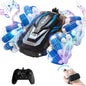 Remote Control Car, 2.4 Ghz 4WD Gesture Sensing RC Stunt Car, Double Sided 360° flip, with Cool Lights and Music, Birthday Present Toys Car for Boys SND Girls Aged 5-12 (Blue)