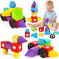 15 PCS Magnetic Foam Blocks for Kids, Large Magnetic Building Blocks for Toddlers 3+, Kids Bath Toys and Preschool STEM Educational Toys, Birthday for Boys & Girls 3 4 5 6+ Years Old