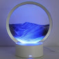 Moving Sand Art Liquid Motion, 3D Deep Sea Sandscape Color Quicksand Decor, Round Glass Moving Sand Art Picture Relaxing Desktop Home Office Work Decor (Black, 6 inch)