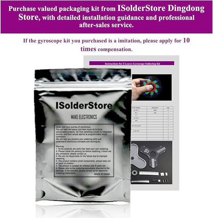 ISolderStore Soldering Practice Kit 3 Leaves LED Rotating Gyroscope DIY Kit Soldering Project Electronics Kit Soldering Practice Kit for Kids and Adults