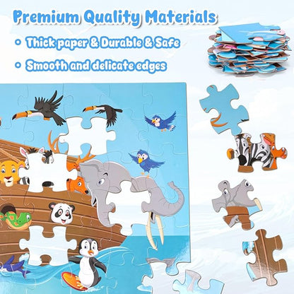 LovesTown Floor Puzzles for Kids, Jumbo Animal Puzzle, Educational Learning Toys for Family Entertainment and Preschool Education, 48 PCS 3 x 2 Ft
