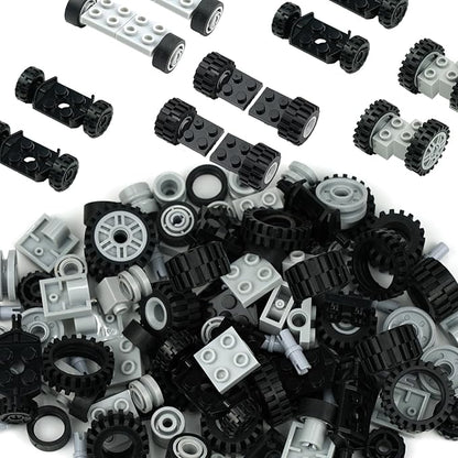 Wheels and Axles Set, Car Parts Chassis Pieces Tires Building Blocks, Compatible with Classic Bricks Toys