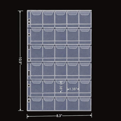 MUDOR Coin Pocket Pages, PVC-Free Coin Sleeves - 30-Pocket Sheets for Binders
