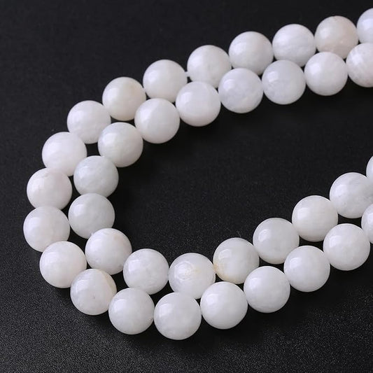 8MM 45PCS Natural Stone White Moonstone Gemstone Semi Precious Beads for Jewelry Making DIY Bracelet