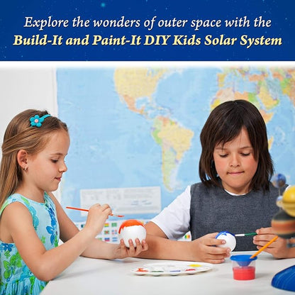 AmScope Kids Solar System Planetarium – Build-It and Paint-It DIY STEM Science Kit with Paint and Brush