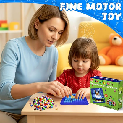 Bbiamsleep Pixel Art Kit, 500 Pcs 10 Colors Plastic Pixel Bricks Fine Motor Skills for Brain Teaser Manipulatives Sensory Bin Sorting Counting Training