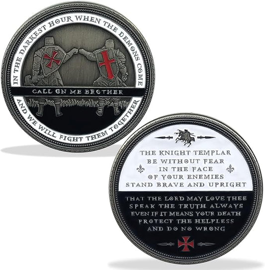 Armor of God Challenge Coin Knights Templar Oath Coin for Religious Collectible Gift (Single Coin)
