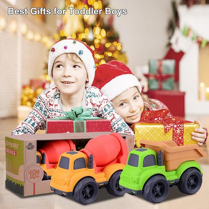Dump Truck Toys for 3 Year Old Boys, BPA Free, Phthalates Free, PVC, Dump Truck, Mixer Cement, Easter Christmas Birthday Gifts for 2 3 4 Year Boy Girl. Dishwasher Safe,Recycled Plastic (green)