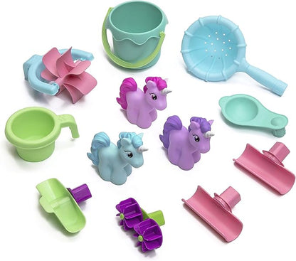 Step2 Rain Showers and Unicorns Water Table, Kids Water and Sand Activity Sensory Playset, Summer Outdoor Toys, 13 Piece Water Toy Accessories, for Toddlers 1.5+ Years Old, Blue & Purple