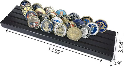 Aomcisi 4 Rows Coin Holder, Military Collectible Challenge Coin Display Holder Stand,Holds 32-36 Coins (Large)